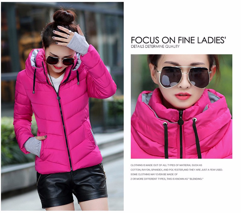 2019 Winter women Plus Size Parkas Thicken Outerwear solid hooded Coats Short Female Slim Cotton padded basic tops