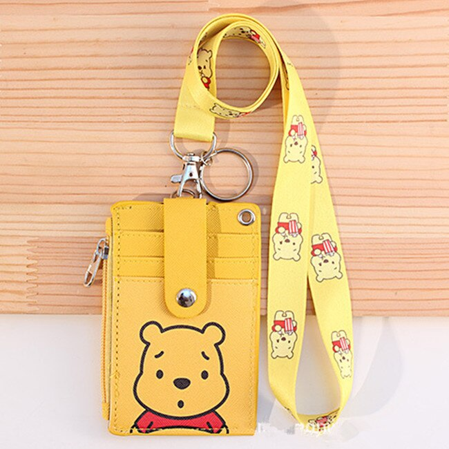 Cartoon ID Card Holder Wallet Halter Student Bus Card Cover Money Coin Purse Zipper Pouch Hanging Neck Multifunction Card Bag