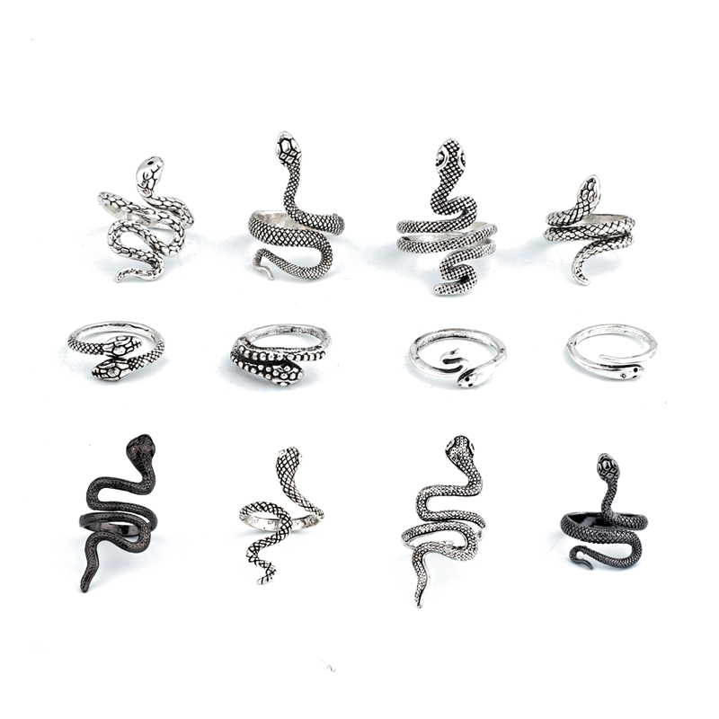 Stereoscopic New Retro Punk Exaggerated Snake Ring Fashion Personality Snake Opening Adjustable Ring Jewelry As Gift