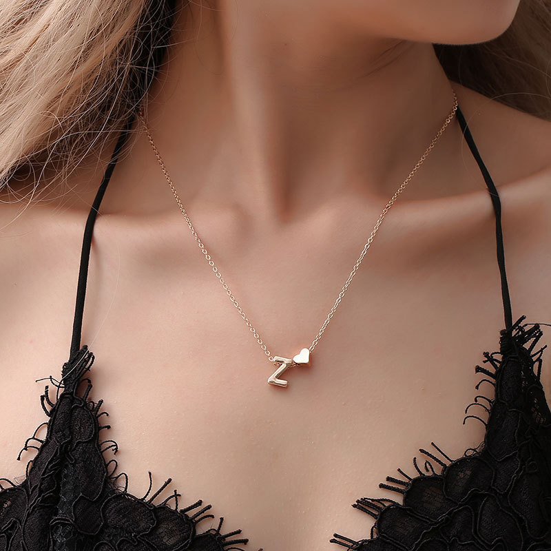 Necklaces Pendants SUMENG Fashion Tiny Heart Dainty Initial Personalized Letter Name Choker Necklace For Women Pendant Jewelry Accessories Gift