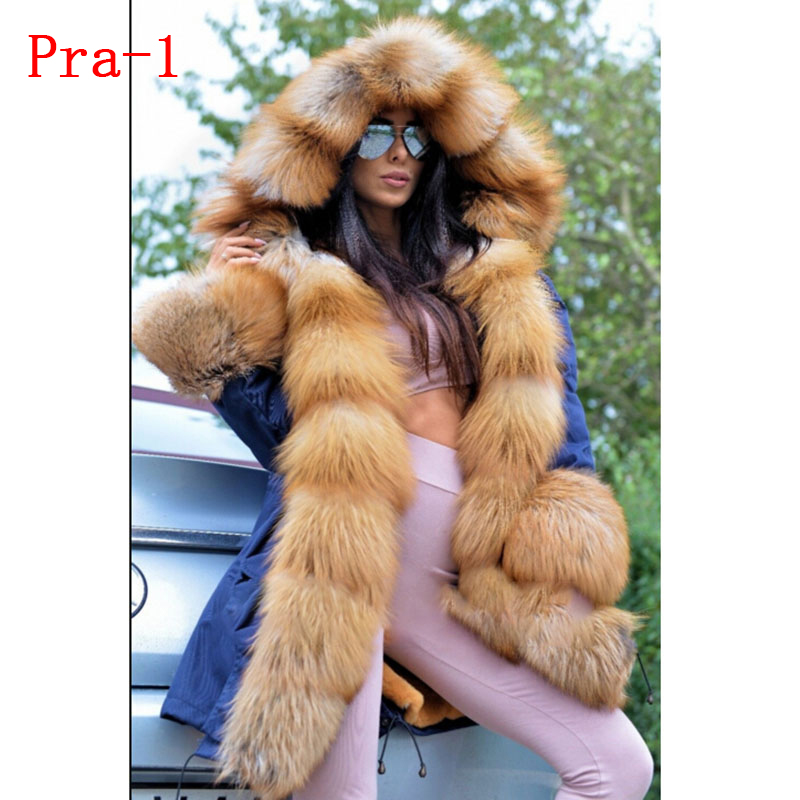 Tatyana Women Real Fur Parka Coat Fox Fur Collar And Cuff Women's Parkas Thick Winter Warm Natural Fur Jacket Long Fox Fur Coats