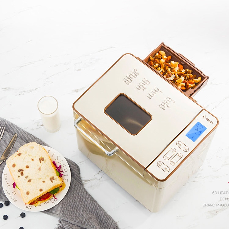 Bread Machine LCD Fully Automatic Small Multi-function Intelligent Bread Maker Ferment Flour Maker DL-TM018 Toaster Bread