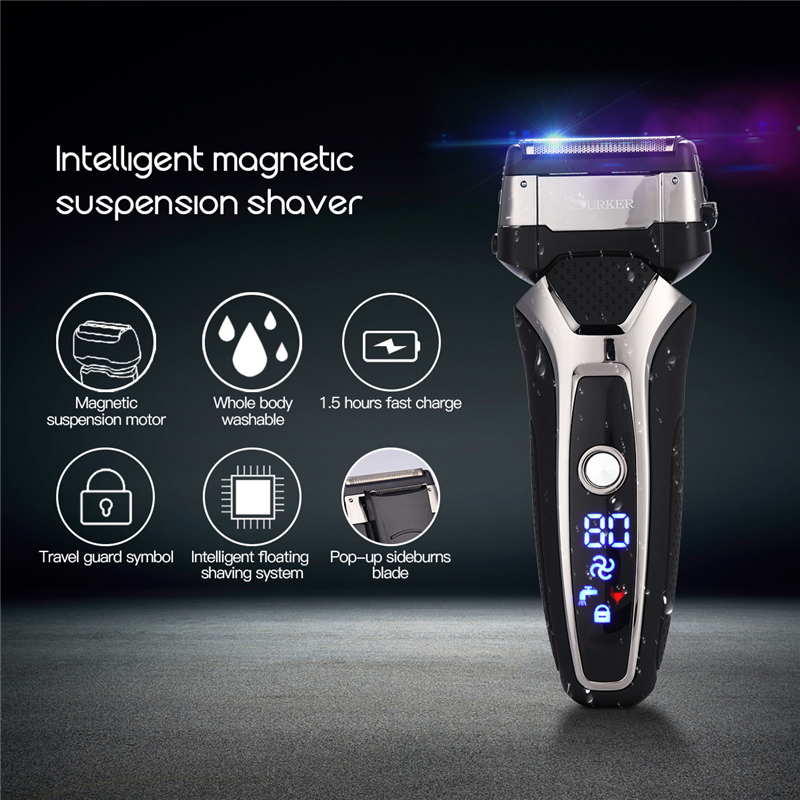 USB Rechargeable Electric Shaver Stainless Steel Shaving Machine Men 3D Triple Floating Blade Razor Shaver barbeador eletrico