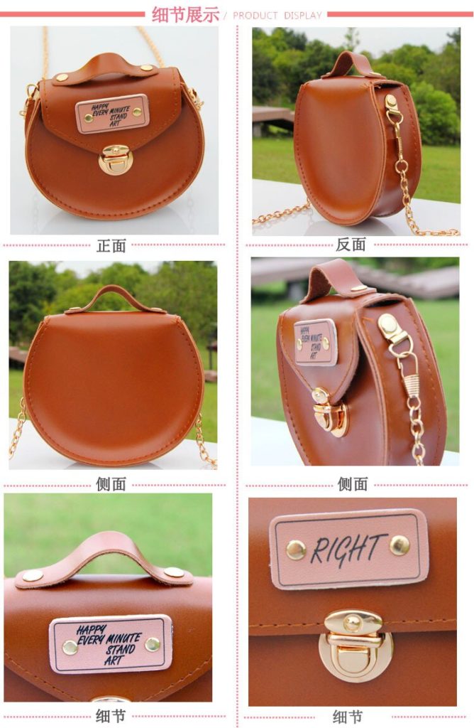 Girls Mini Cute Chain Crossbody Bags PU Leather Coin Purse Small Messenger Bags Kids Round Shoulder Bags Protable Handbags