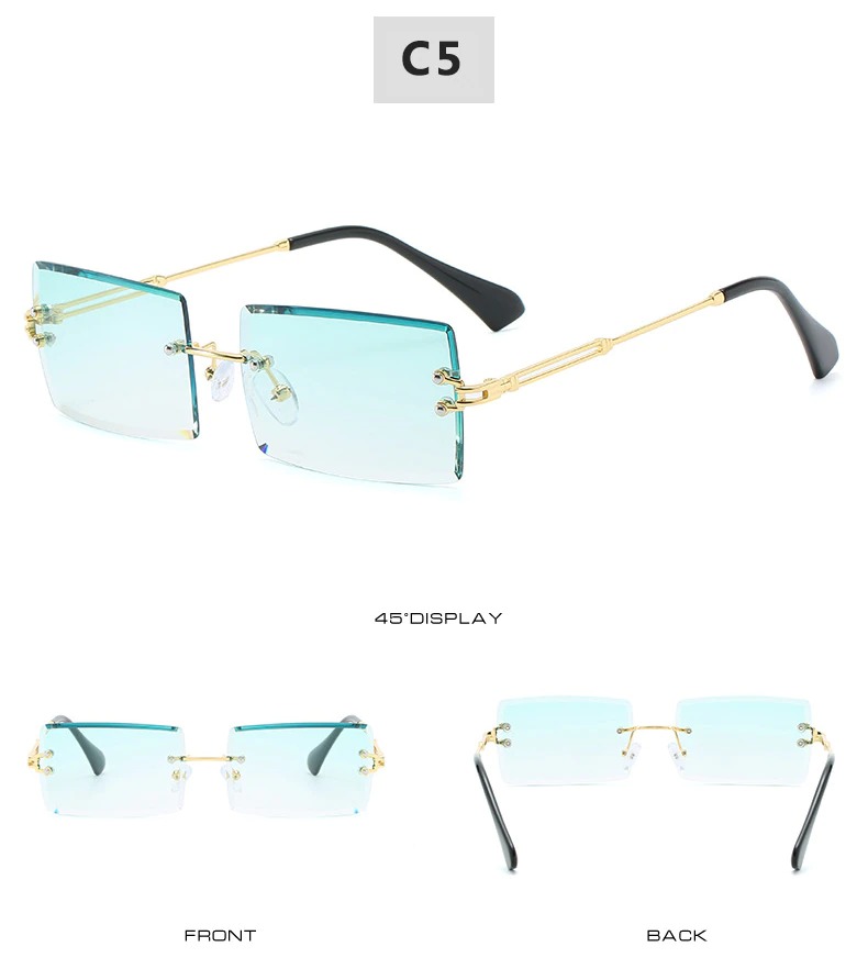 2020 Retro Sunglasses Women Brand Designer Fashion Rimless Gradient Sun Glasses Shades Cutting Lens Ladies Frameless Eyeglasses