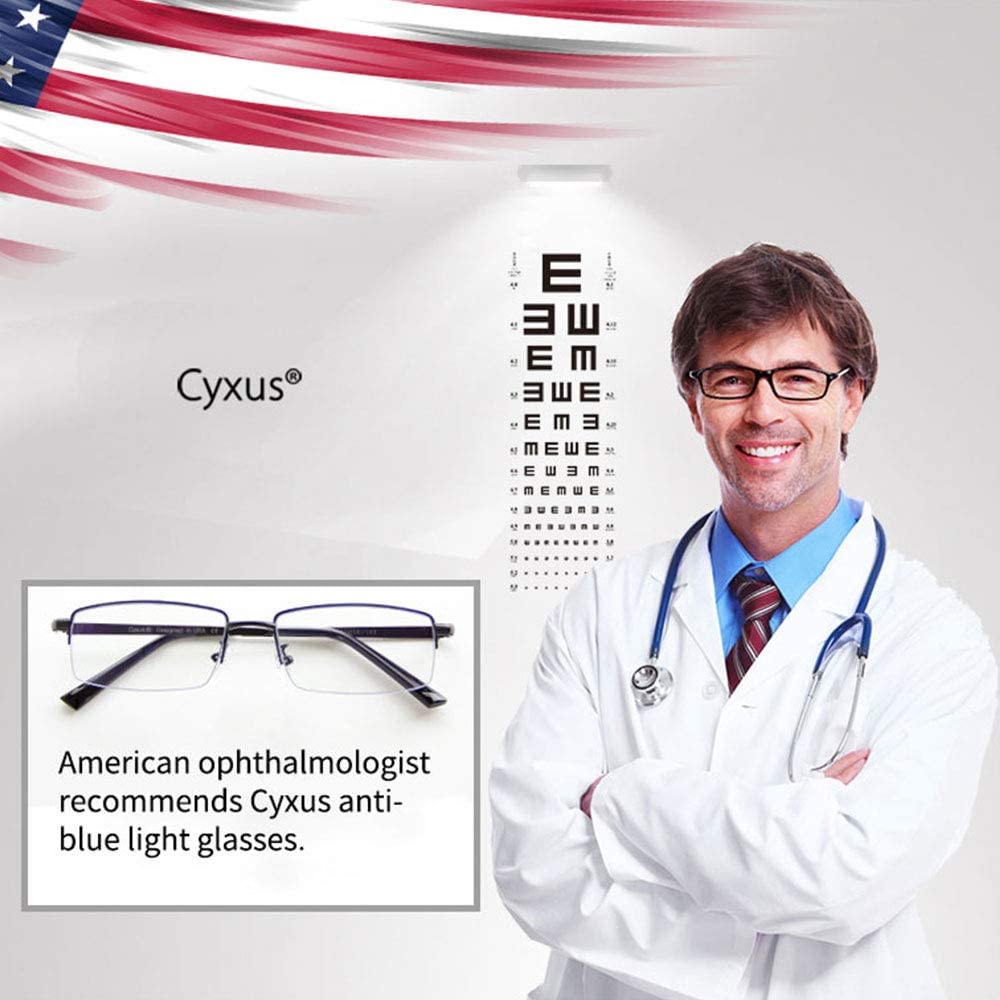Cyxus Blue Light Glasses with Clip, Computer Gaming Glasses, Unique Blocking Harmful Blue Light Lens