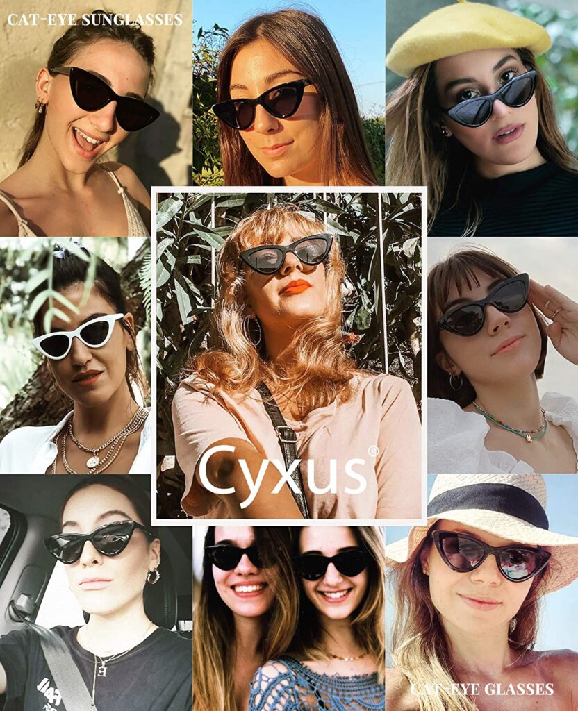 Cyxus Cateye Sunglasses for Women Polarized UV Protection Retro Round Shades
