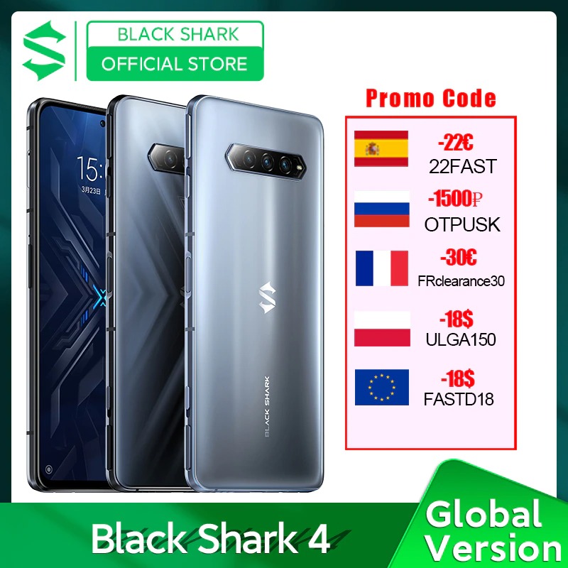 In Stock Global Version Black Shark 4 6GB/8GB Smartphone Snapdragon 870 144Hz E4 AMOLED Screen DC Dimming UFS 3.1 Blackshark