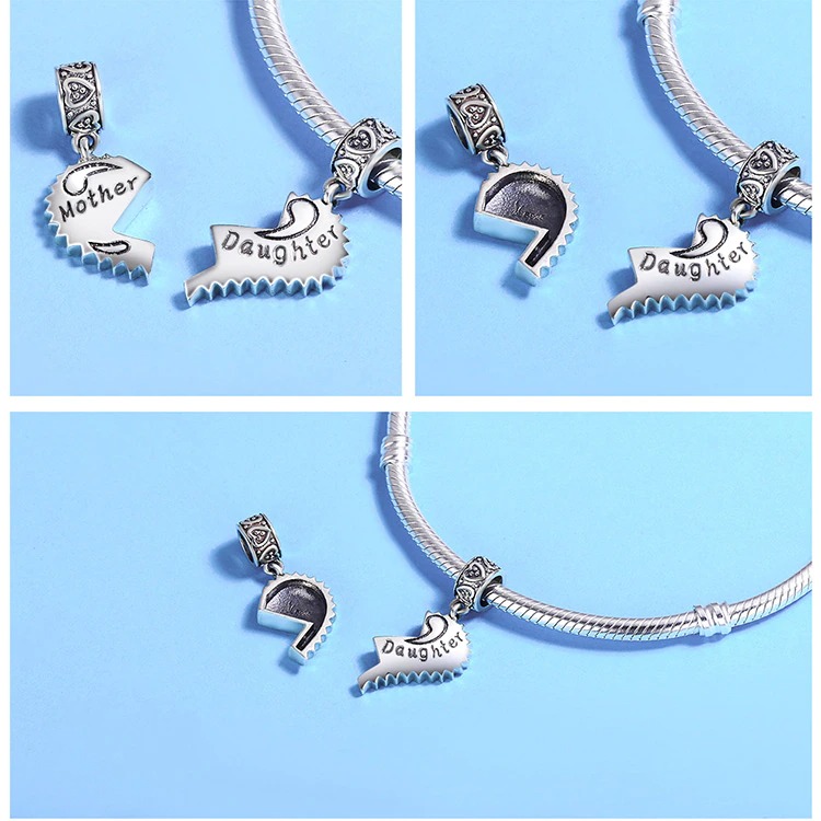 WOSTU New 100% 925 Sterling Silver Mother & Daughter Love Forever Dangle Bead fit original WST charm Bracelet Pendant CQC427