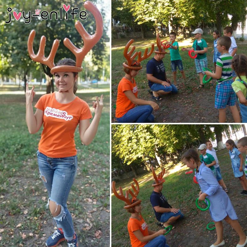 Santa Funny Reindeer Antler Hat Ring Toss Christmas Holiday Party Game Christmas Outdoor Inflated Toys Supplies