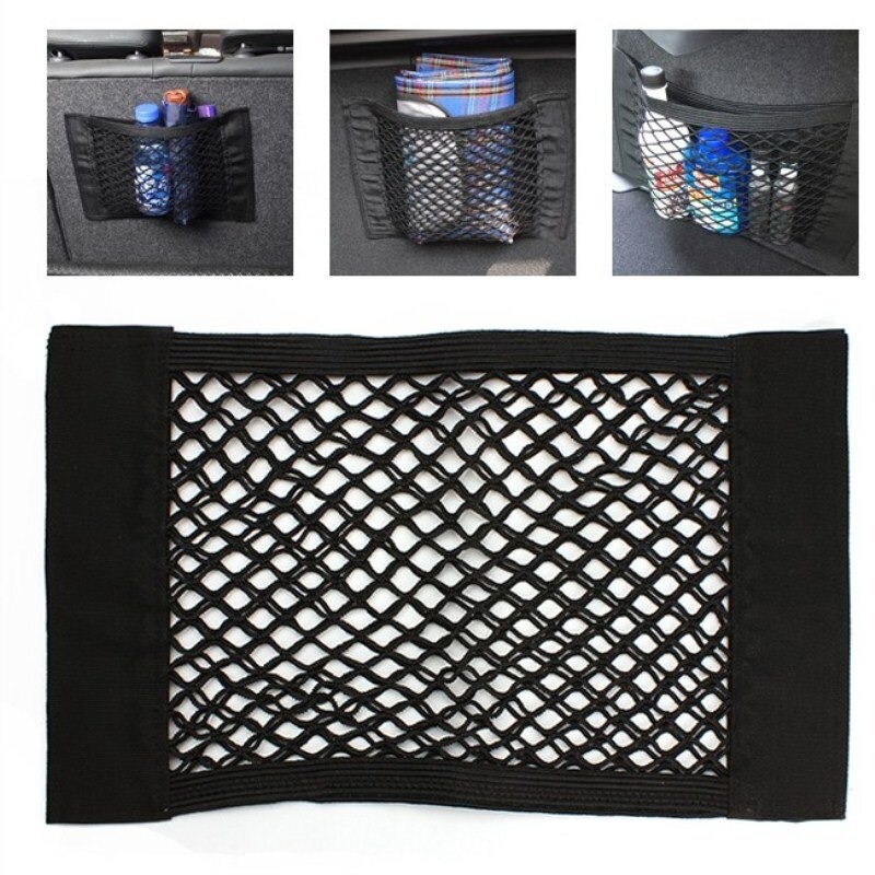 Car Back Rear Trunk Storage Net Seat Elastic String Net Magic Sticker Mesh Storage Bag Auto Organizer Seat Back Bag Freeshipping