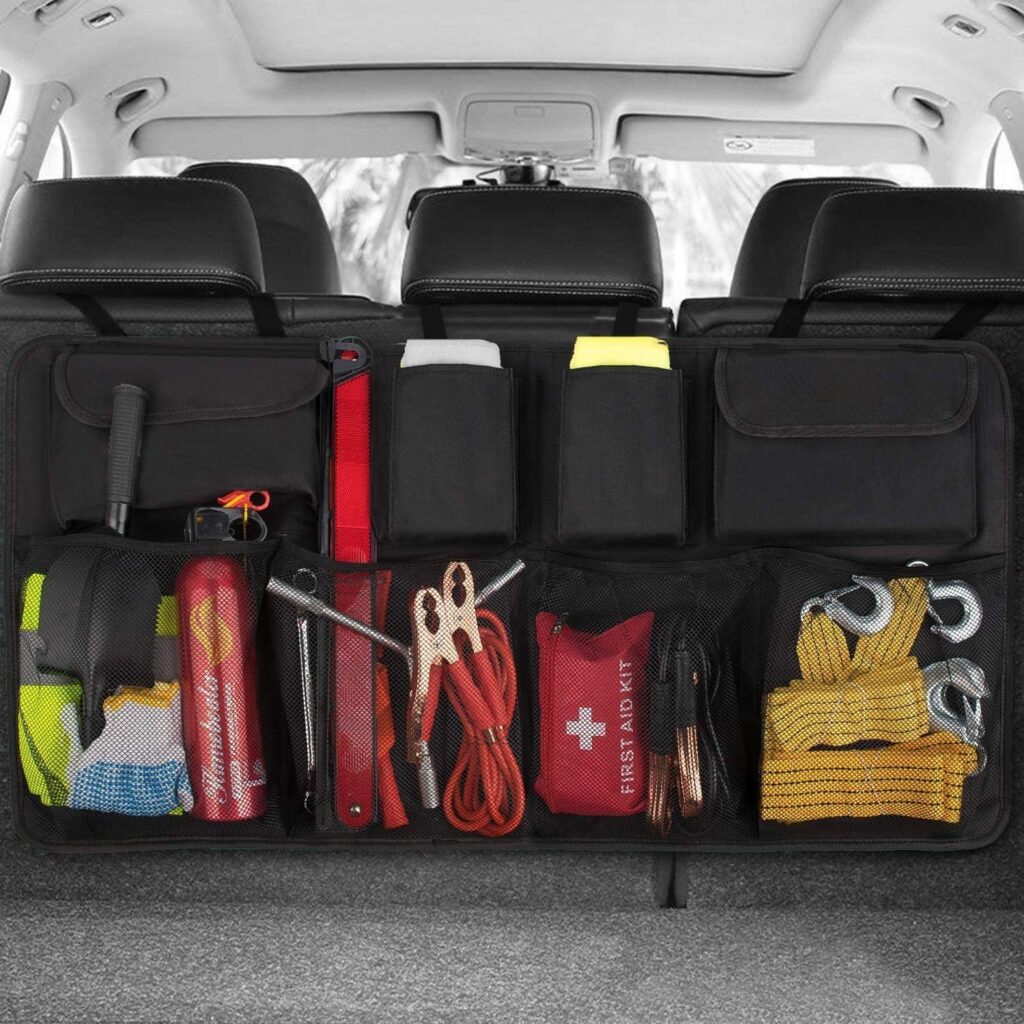 Car Backseat Trunk Organizer Auto Automobile Car Rear Seat Back Storage Bag With Lids Stowing Tidying Car Interior Accessories Stowing Tidying