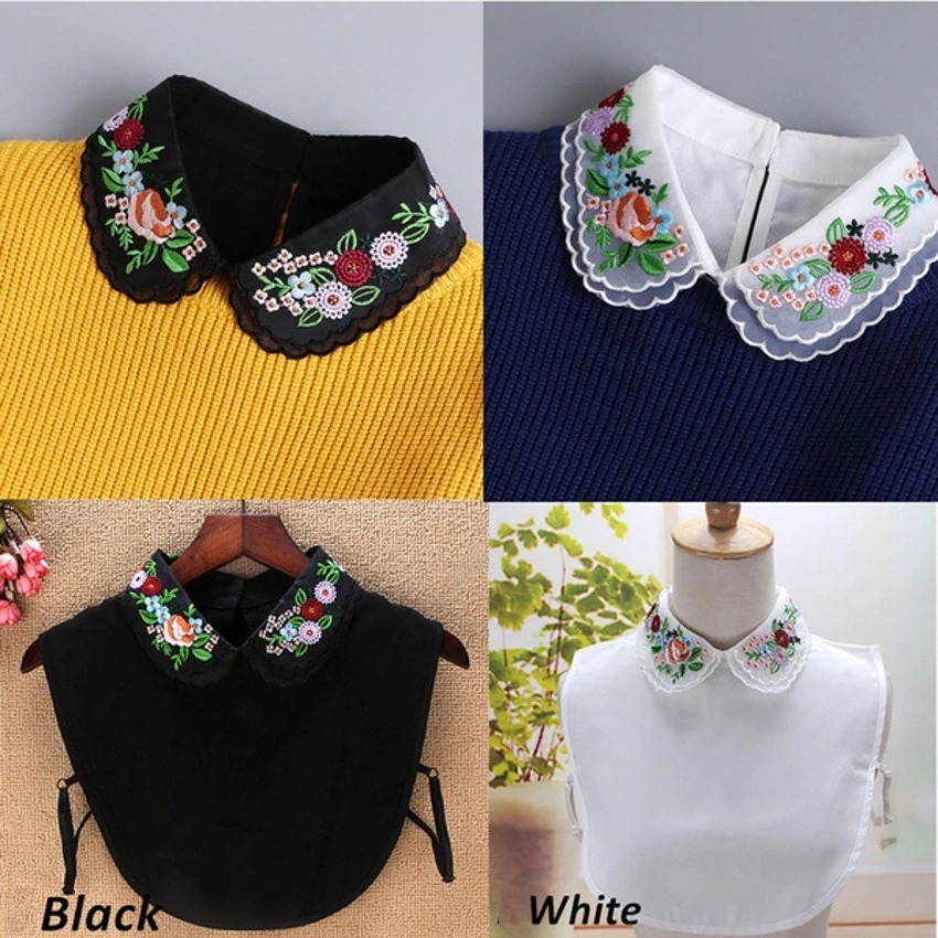 Embroidery Fake Collar Removable Shirt Collar decoration Blouse Detachable False Lapel Blouse Tops Women Clothes Accessories