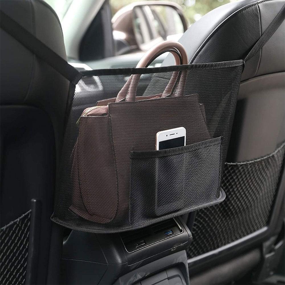 Large Capacity Car Seat Net Pocket Handbag Purse Holder Bag Organizer Storage Pet Net Barrier Dog Pouch Between Back Seats Stowing Tidying