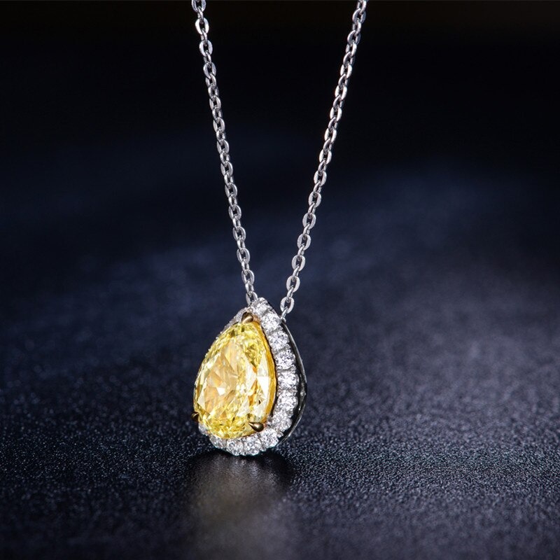 ZOCAI Diamond Necklace 18K white gold Fancy Yellow diamond Cushion cut 0.60 ct certified diamond party choker D04749