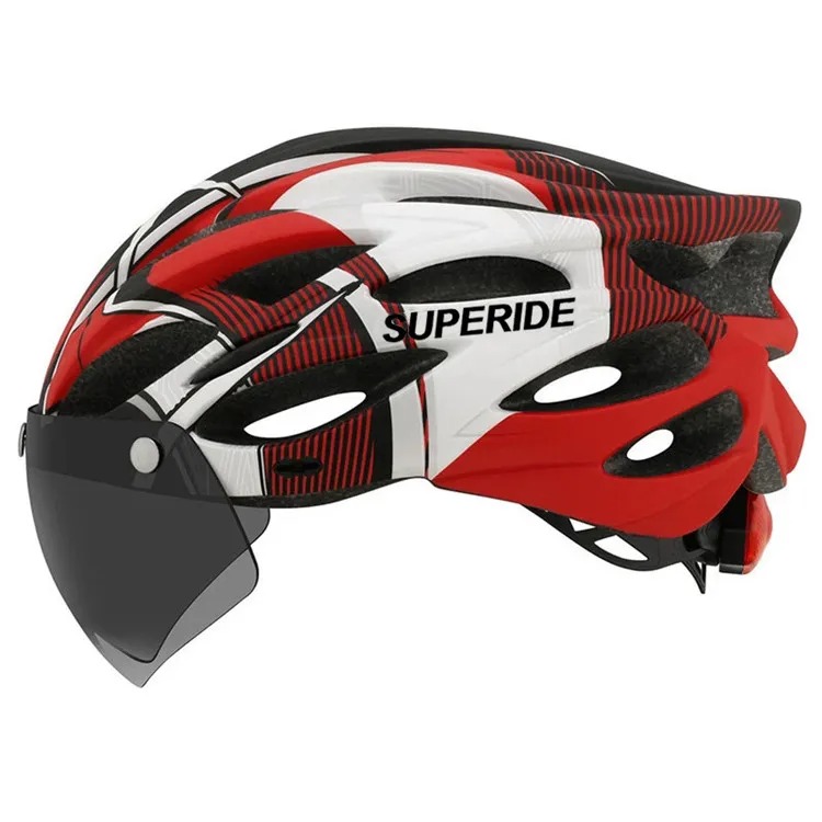 SUPERIDE Men Women Cycling Helmet with Rearlight Sports MTB Bicycle Helmet Road Bike Mountain Bike Helmet with Goggles & Visor