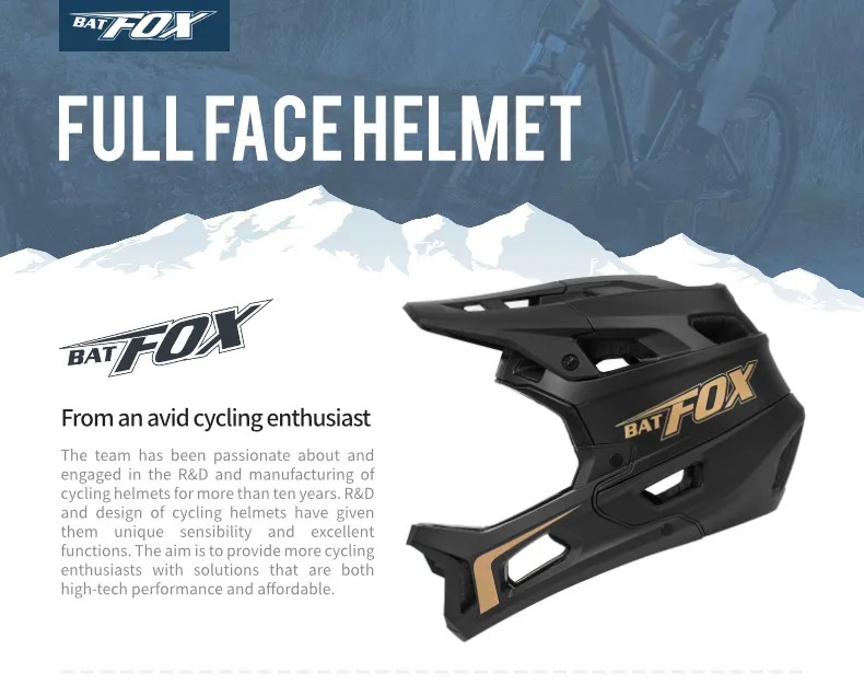 BATFOX MTB Full Face Helmet Adult DH Downhill Bike Motocross Off-Road Safety Helmet Mountain Bike BMX Unisex Full Cover Helmet