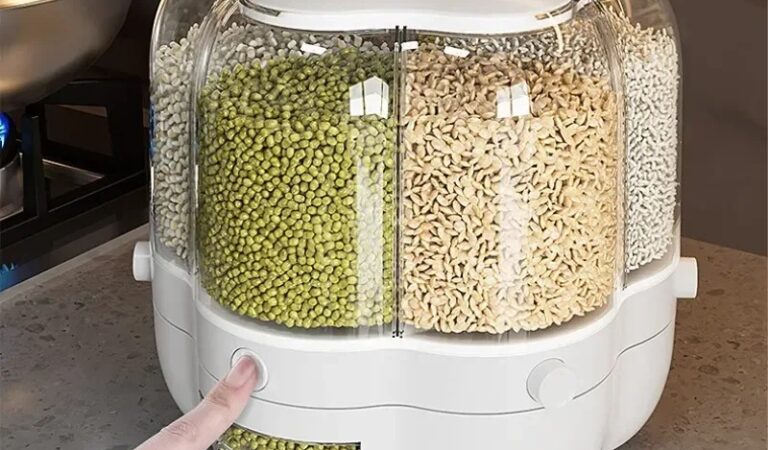 Rotating Rice Barrel and Cereal Dispenser